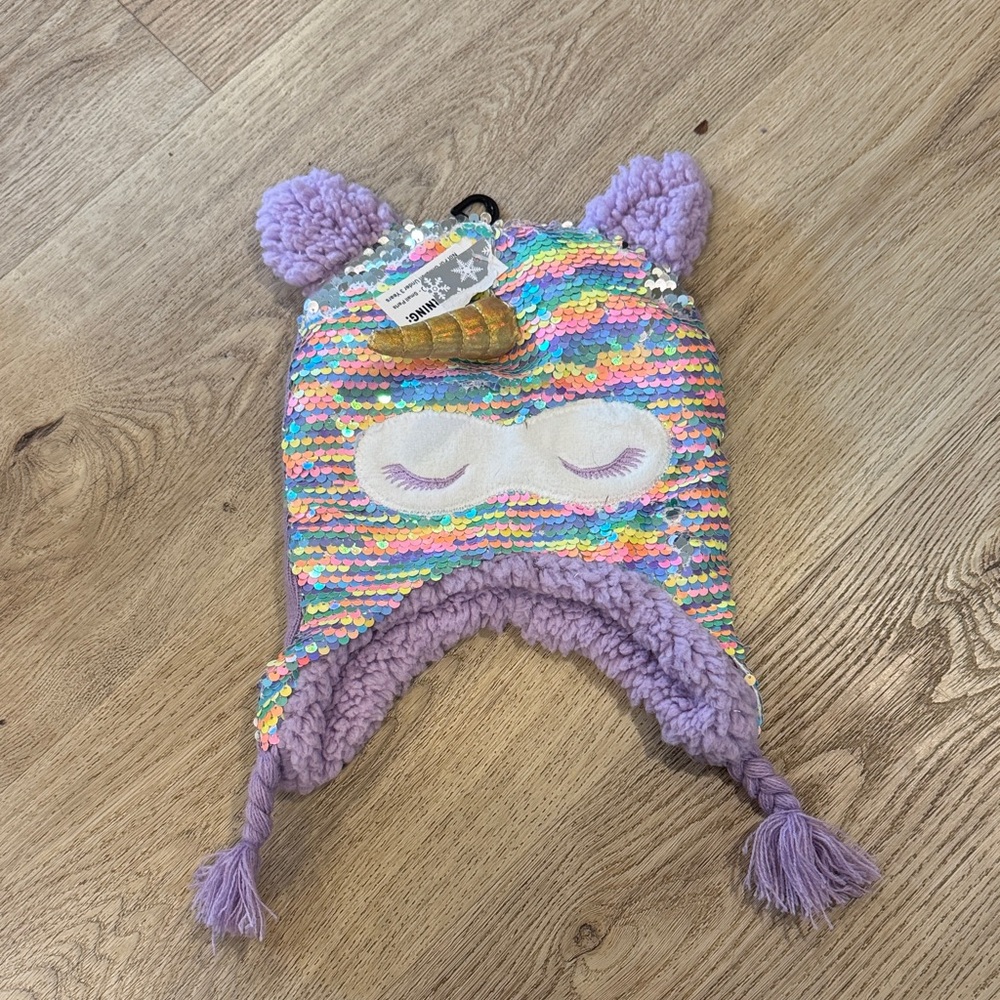Capelli of New York Unicorn Sequin Hat - Lavender and Multicolor